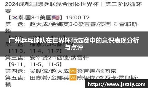 广州乒乓球队在世界杯预选赛中的意识表现分析与点评